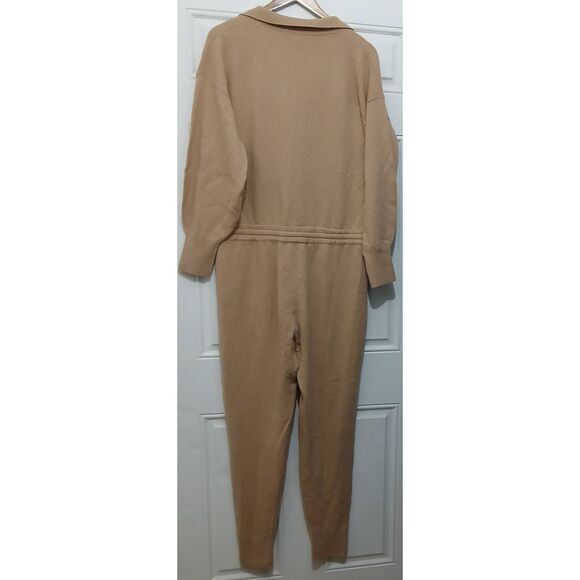 Intermix womens large wool cashmere Beckett callar jumpsuit romper tan long - Picture 5 of 8